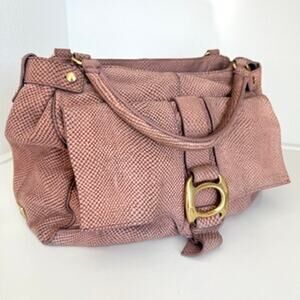KOOBA‎ Blush Python Embossed Leather Shoulder Bag Gold Hardware Y2K